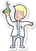 sticker of a cartoon happy scientist png