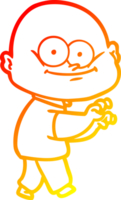 warm gradient line drawing of a cartoon bald man staring png