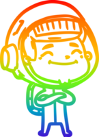 rainbow gradient line drawing of a happy cartoon astronaut png