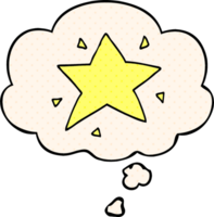 cartoon star with thought bubble in comic book style png