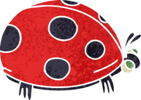 rétro illustration style excentrique dessin animé coccinelle png