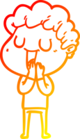 warm gradient line drawing of a laughing cartoon man png