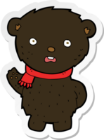 pegatina de un oso negro de dibujos animados con bufanda png