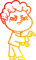 warm gradient line drawing of a cartoon angry man png