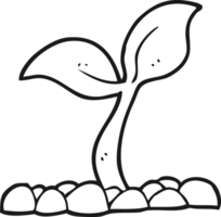 hand drawn black and white cartoon seedling png