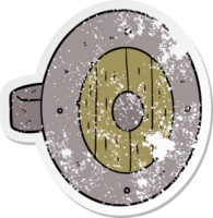 distressed sticker of a viking shield cartoon png