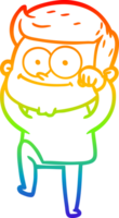 rainbow gradient line drawing of a cartoon happy man png