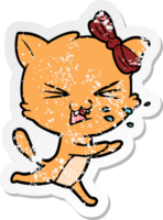 beunruhigter Aufkleber einer Cartoonkatze png