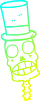 cold gradient line drawing of a cartoon spooky skull png