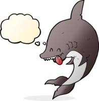 lustiger Cartoon-Hai mit Gedankenblase png