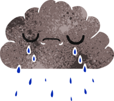 hand drawn retro cartoon of cute crying cloud png