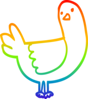 rainbow gradient line drawing of a cartoon pigeon png