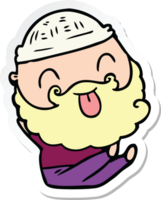 sticker of a sitting man with beard sticking out tongue png