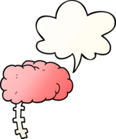 cartoon brain with speech bubble in smooth gradient style png