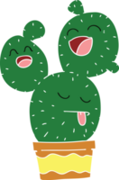 hand drawn quirky cartoon cactus png