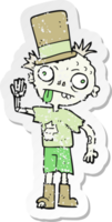 pegatina retro angustiada de un zombi de dibujos animados png