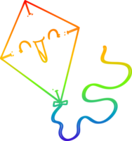 rainbow gradient line drawing of a cartoon kite png