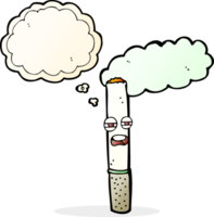 dessin animé heureux cigarette avec bulle de pensée png