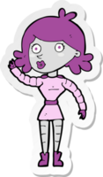 sticker of a cartoon robot woman waving png