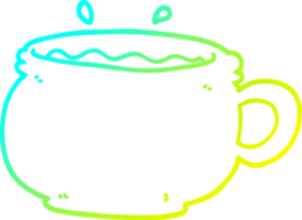 cold gradient line drawing of a cartoon hot cup of coffee png