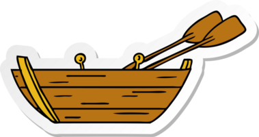 Hand gezeichnet Aufkleber Karikatur Gekritzel von ein hölzern Boot png