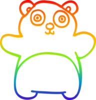 rainbow gradient line drawing of a cartoon happy panda png