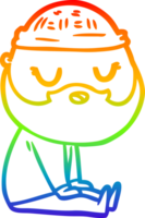 rainbow gradient line drawing of a cartoon man with beard png