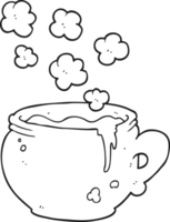 hand drawn black and white cartoon mug of soup png