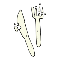 hand drawn cartoon cracked plastic cutlery png