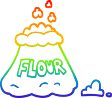 rainbow gradient line drawing of a cartoon bag of flour png