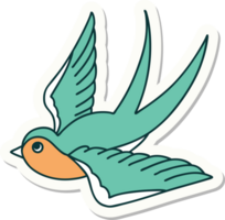 sticker of tattoo in traditional style of a swallow png