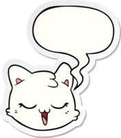 dessin animé chat visage avec discours bulle autocollant png