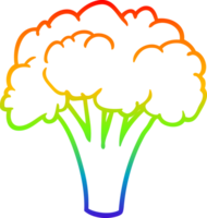 rainbow gradient line drawing of a Cartoon broccoli png