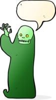 cartoon waving halloween ghoul with speech bubble png