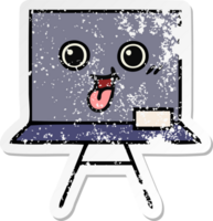 distressed sticker of a cute cartoon chalkboard png