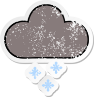 nödställda klistermärke av en söt tecknad storm snö moln png