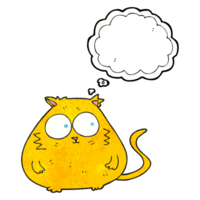 hand drawn thought bubble textured cartoon fat cat png