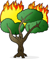 tecknad brinnande träd png