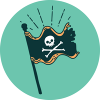 icon of a tattoo style waving pirate flag png