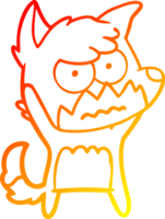 warm helling lijn tekening van een tekenfilm geërgerd vos png