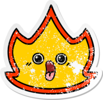 distressed sticker of a cute cartoon fire png