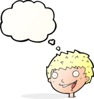 Cartoon lachender Junge mit Gedankenblase png