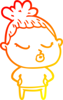 warm Gradient Linie Zeichnung von ein Karikatur Ruhe Frau png