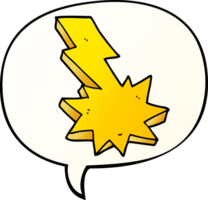 cartoon lightning strike with speech bubble in smooth gradient style png