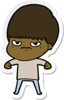 sticker of a cartoon angry boy png