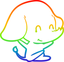 arcobaleno pendenza linea disegno di un' carino cartone animato elefante png