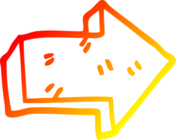 warm gradient line drawing of a cartoon pointing arrow png