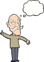 dessin animé vieil homme racontant une histoire avec bulle de pensée png
