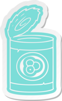 cartoon sticker of a can of peaches png