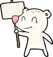 polar bear with protest sign cartoon png